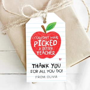 Je n'aurais pas pu choisir une meilleure étiquette d'enseignant imprimable, étiquettes de faveur de fin d'année scolaire, étiquette cadeau Apple appréciation des enseignants garderie pour enfants