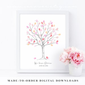 Fingerprint Tree Guestbook Alternative, Custom Thumbprint Tree Guest book, Baby Shower Gift, Birthday, Family Tree, Digital File Printable