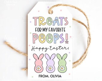 Easter Gift Tags Treats For My Favorite Peeps Easter Basket Treat Tag School Class Favor Tag Printable Label Template Download Kids Students