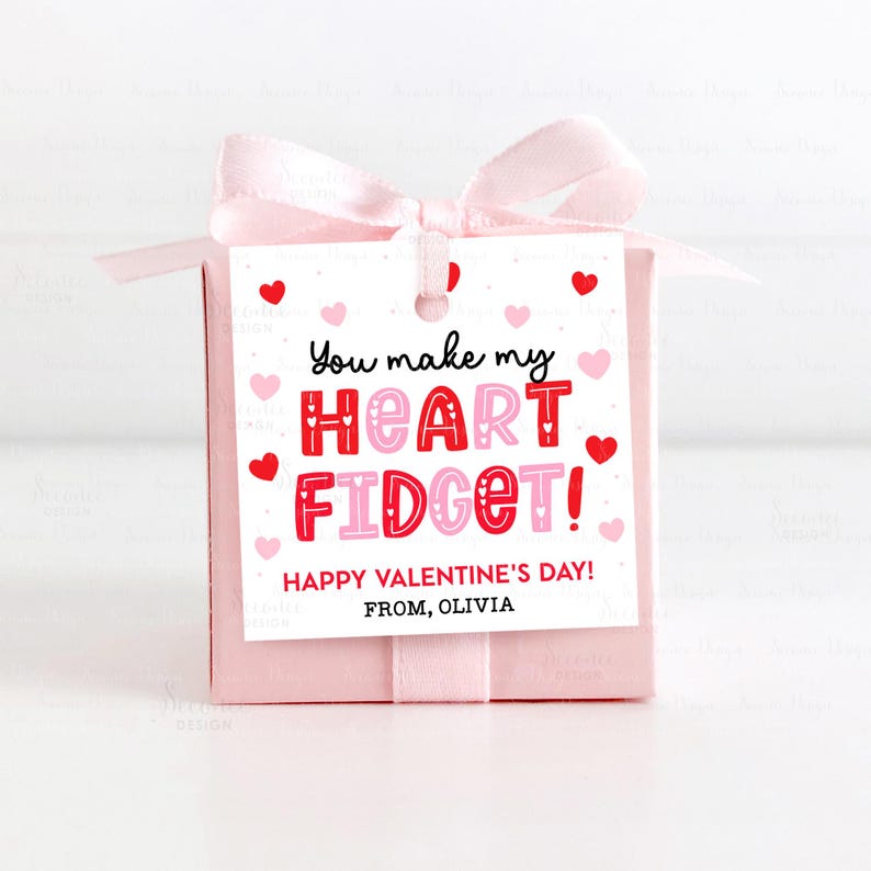 Fidgit Labels Fidget Valentine Printable Tag, Fidget Spinner Valentine Toy Favor Card ...