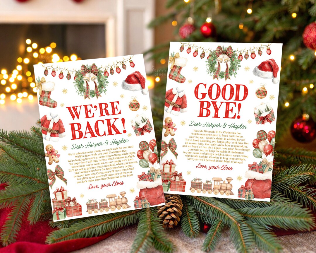 Elf Arrival Letter Goodbye Elf Letter Kit We're Back Elves Farewell ...