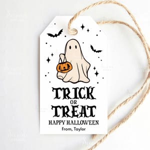 Editable Happy Halloween Gift Tag, Halloween Favor Tag, Trick Or Treat Favor Tag, Halloween Treat Tags, Printable Trick Or Treat Bag Tag