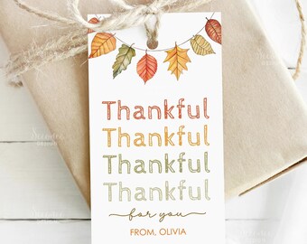 Printable Thanksgiving Tag Template Thankful Thankful Thankful For You Gift Tag Editable Fall Autumn Treat Bag Tag Label Digital Download