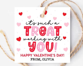 Valentines Treat Tag For Coworkers, Valentine's Day Gift Tags Coworkers, Valentine Printable Cards Co-workers Teammate Staff Employee Gift