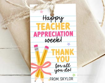 Teacher Appreciation Week Gift Tag Printable Teacher Appreciation Classroom Supplies Gift Tag Pencil Tag Labels Instant Digital Download