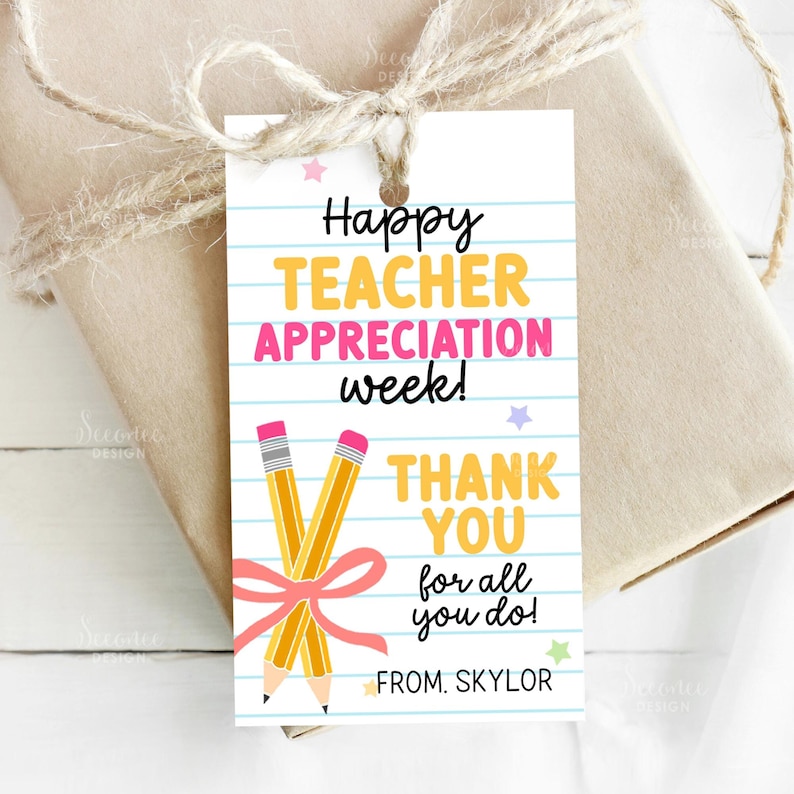 Teacher Appreciation Week Gift Tag Printable Teacher Appreciation ...