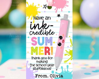 INK-credible Summer Tag StuPENdous School Year Ink Pen Gift Tags Last Day Of School Gift Tag End Of Year Teacher Students Class Favor Labels