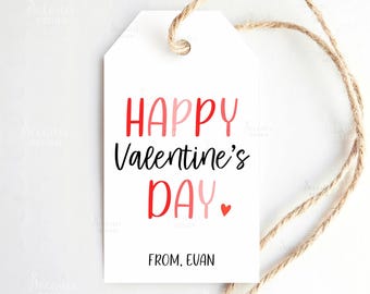 Editable Valentine's Day Tag Printable, Valentine's Day Treat Bag Tag, Valentine's Hang Tag, Valentines Hang Tag Gift Label Instant Download