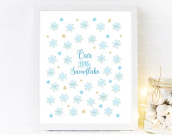 DOWNLOAD IMMEDIATO modificabile 34 alternativa al libro degli ospiti con fiocco di neve in oro blu, accesso Winter Onederland, libro degli ospiti delle vacanze regalo di file digitale