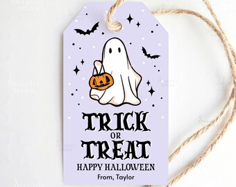 Trick Or Treat Gift Tag Printable, Editable Halloween Gift Tag, Happy Halloween Treat Bag Tag, School Classroom Trick Or Treat Favor Tag