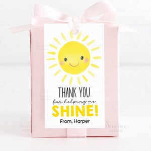 Thank You For Helping Me Shine Gift Tag Editable Last Day of School Tag End of Year Teacher Thank You Gift Tag Teacher Appreciation Gift Tag