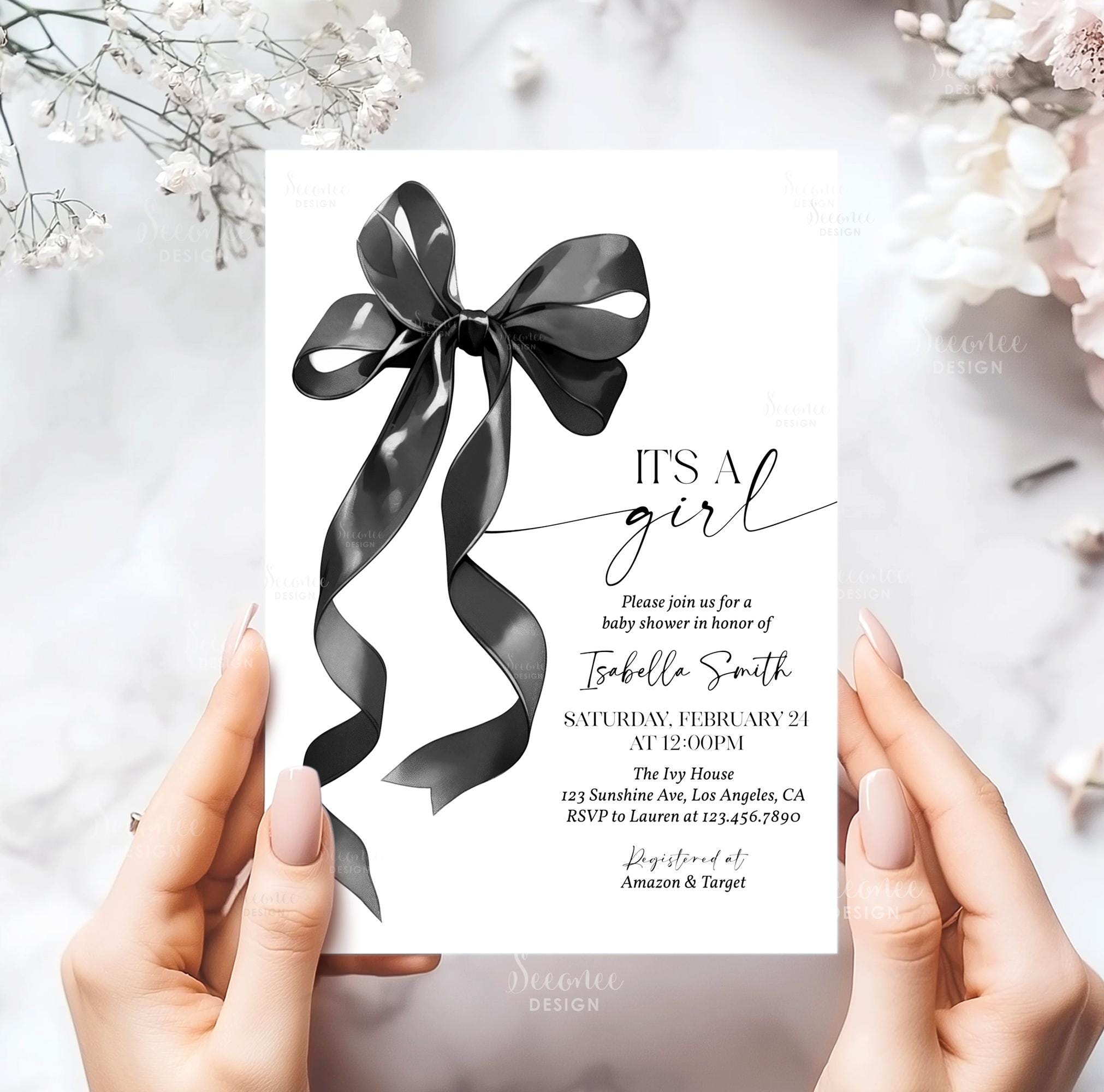 andmary Aiden baby ribbon set up black Baby Bow - Black Satin