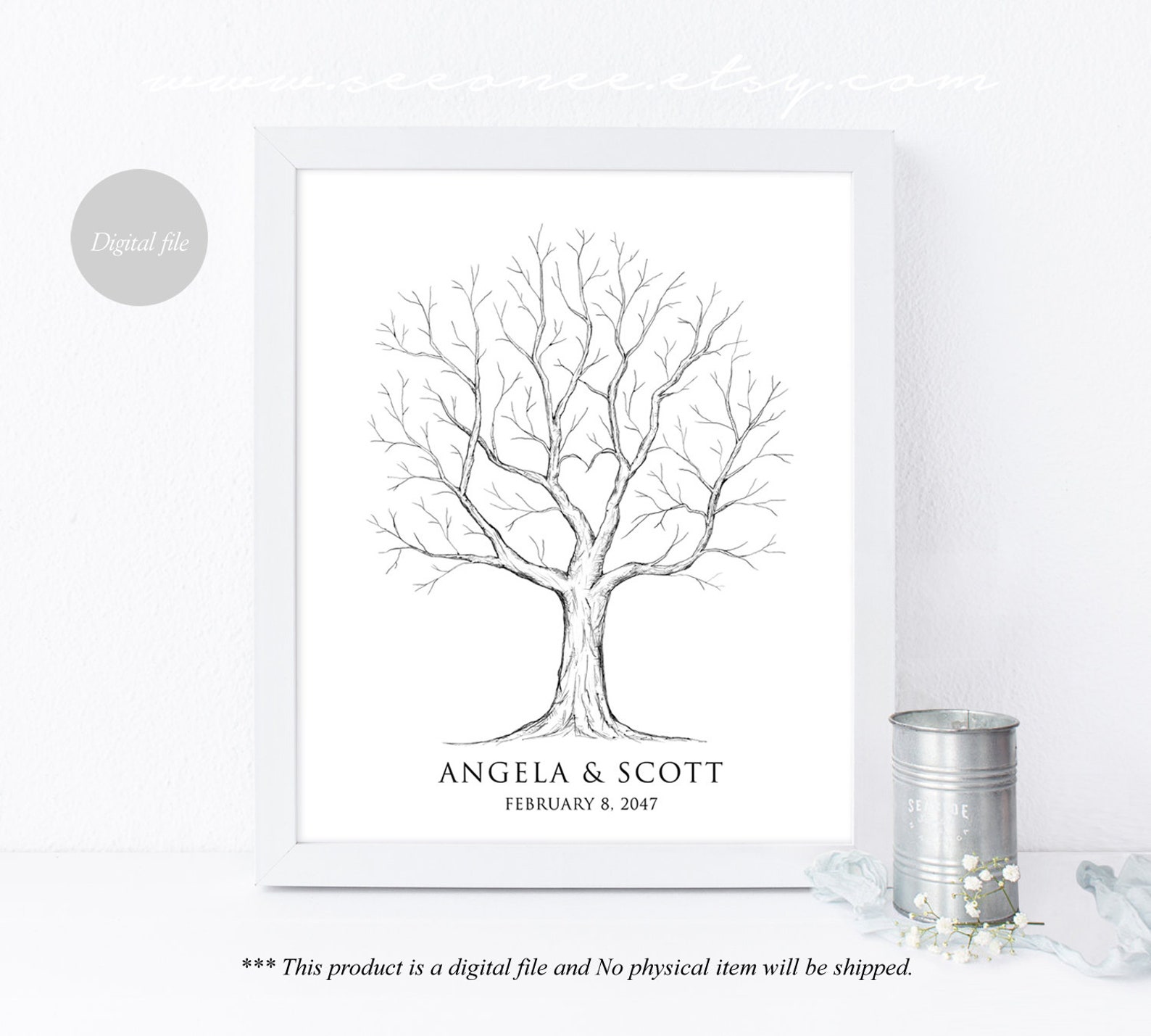 Fingerprint Tree Guestbook Alternative, Thumbprint Tree Guest Book for ...