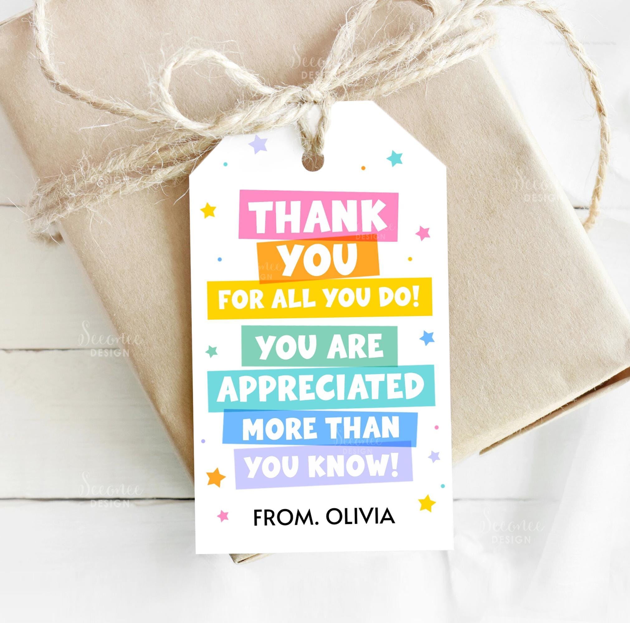 Thank You for All You Do Gift Tag Printable Appreciation Week Gift Tags ...