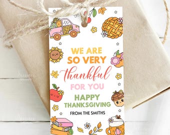 Happy Thanksgiving Gift Tag Printable So Very Thankful Tag For Teacher School Staff Team Coworker Employee Editable Fall Autumn Treat Label