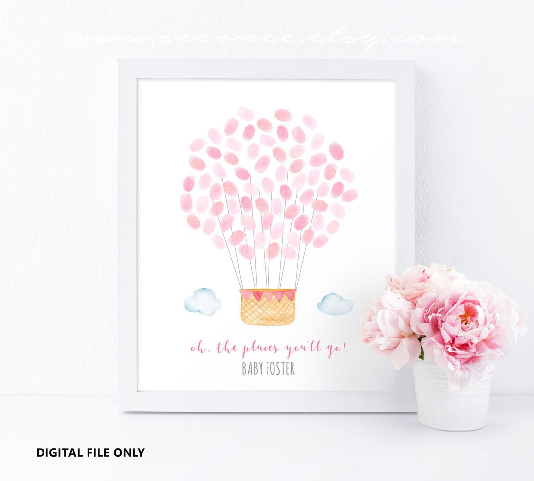 Hot Air Balloon Fingerprint Guestbook Alternative, Baby Shower ...
