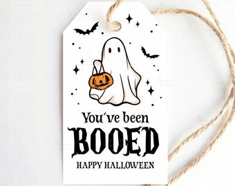 You've Been Booed Halloween Gift Tags Printable, Happy Halloween Favor Tags, You Have Been Booed Candy Gift Tag For Neighborhood Coworker