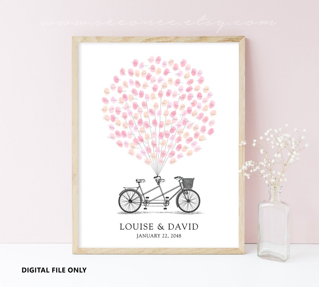 Tandem Bicycle Fingerprint Guestbook Wedding Bike Thumbprint - Etsy