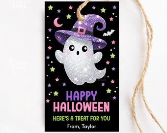 Halloween Gift Tag Printable, Here's A Treat For You Tag Editable, Happy Halloween Favor Tags, Spooky Halloween Gift Tag, Trick Or Treat Tag