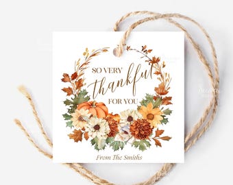 Thanksgiving-cadeautag afdrukbaar, dus heel dankbaar voor je tag bewerkbare herfst herfst traktatie-tags leraar schoolpersoneel buurman familie collega