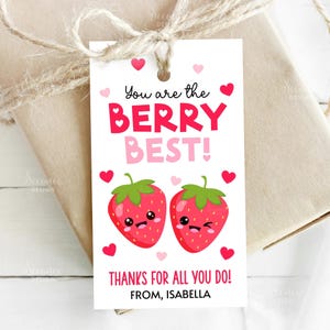 Étiquette cadeau à imprimer fraise « Vous êtes la baie la meilleure » Enseignants bénévoles, collègue, appréciation, remerciement, étiquettes cadeaux, étiquettes de faveur