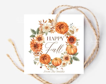 Etiquetas de regalo de Acción de Gracias imprimibles, etiqueta de regalo de feliz otoño para maestros, personal de la escuela, equipo, compañero de trabajo, empleado, etiquetas de regalo de otoño editables