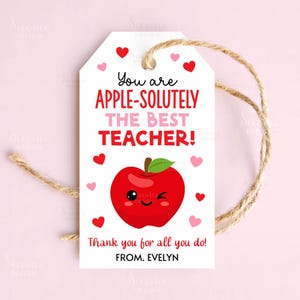 Leuke Apple Teacher Appreciation-cadeaukaartjes, Teacher Apple-cadeaukaartje Apple Teacher-bedankkaartje, Apple-Solutely The Best Teacher Treat-bagagelabel