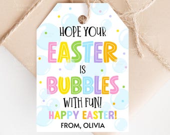 Labels voor Pasen-bubbels Afdrukbare bubbels met leuk cadeaulabel, cadeaulabels voor schoolfeestje, vrolijk Pasen-cadeaulabel bubbels kinderen studenten