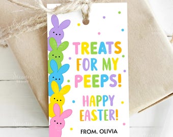 Editable Easter Gift Tags Treats For My Peeps Easter Basket Treat Tag Bunny Easter Tag Printable Favor Gift Label Template Digital Download