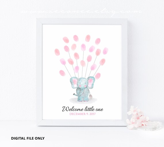 baby shower fingerprint elephant