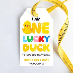 Lucky Duck To Have You In My Class Tag Back To School Gift Label First Day Of School Gift Tags INSTANT DOWNLOAD Printable Class Favor Label