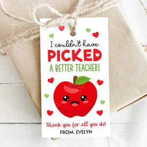 Ik had geen betere leraar kunnen kiezen-cadeaukaartje Apple Teacher Appreciation Tags, Apple Teacher bedankkaartjes cadeaukaartjes Kleuterschool