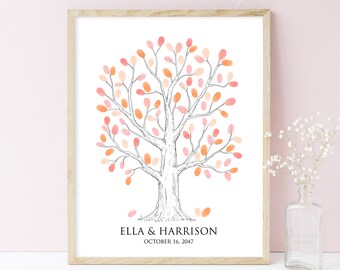 Fingerprint Tree Guestbook, Birthday Thumbprint Tree Guest Book Poster, Baby Shower Gift, Teacher Gift, Reunion, Retirement, Oak Tree Poster