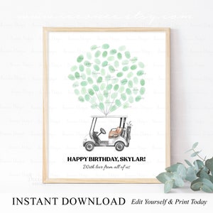 SOFORTIGER DOWNLOAD Bearbeitbar Let's Par-Tee Geburtstags-Fingerabdruck-Gästebuchzeichen, Golf-Geburtstags-Fingerabdruck-Gästebuchplakat, Golfer-Geschenkideen