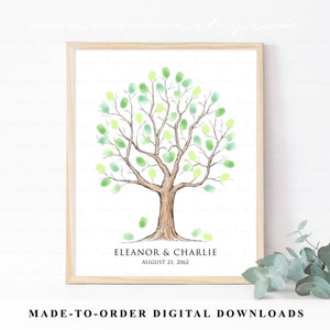 Alternativa del libro degli ospiti dell'albero delle impronte digitali, Libro degli ospiti dell'albero delle impronte digitali per matrimonio, Riunione di famiglia, Ricordo di compleanno, File digitale stampabile