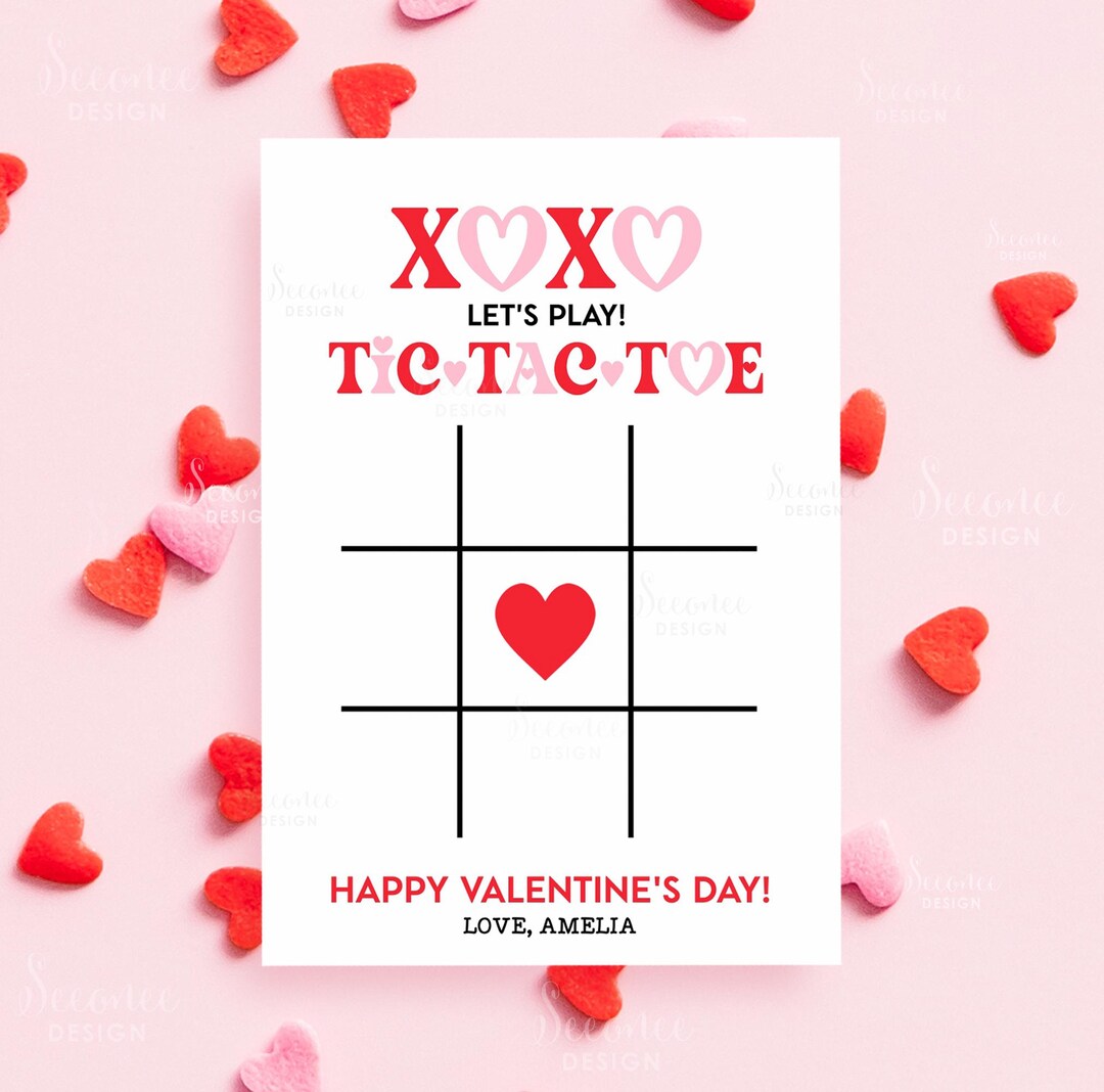 Printable Valentine's Day Tic Tac Toe Cards, Tic Tac Toe Valentine Game ...