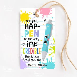 Teacher Appreciation Tags, Ink-credible Teacher Pen Gift Tags, Hap-Pen Teacher Gift Tag, School Appreciation Week Label End Of Year Gift Tag