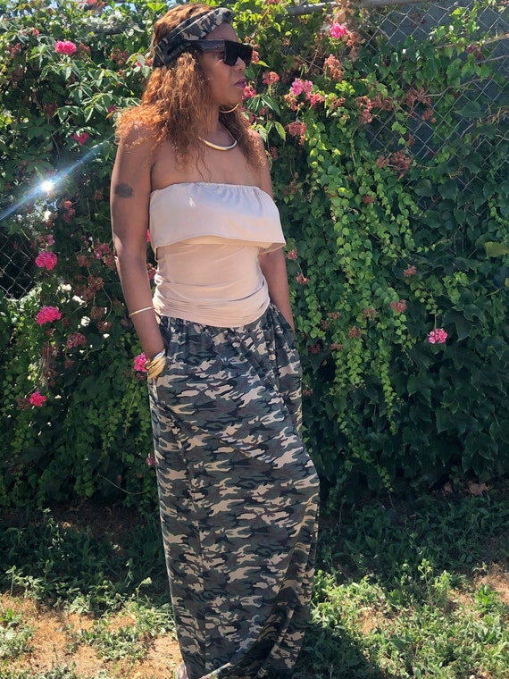 camo maxi skirt
