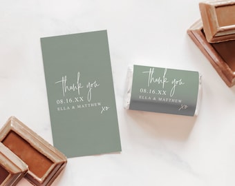 Mini Chocolate Wrapper Template | Wedding Decor | Digital File | Mini Candy Wrapper Template | Wedding Favor Mini Candy Wrappers Sage Green