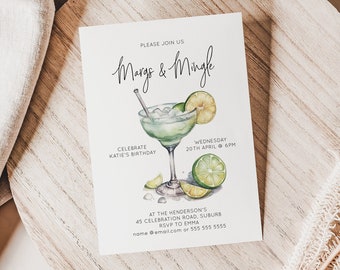 Margarita Invitation | Cocktail Party | Mexican Theme Birthday Invitation Text For Adults | Adult Birthday Party Invitation For Phone