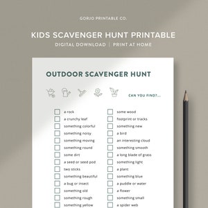 Kids Scavenger Hunt | Outdoors Scavenger Hunt | Games For Kids | Nature Scavenger Hunt | Printable Games For Kids | Instant Download