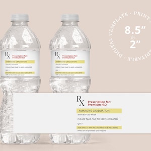 Nursing Graduate Water Bottle Label Novelty Fun Printable Rx Prescription Label
