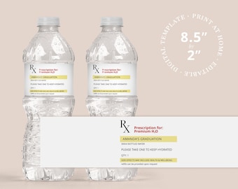 Nursing Graduate Water Bottle Label Novelty Fun Printable Rx Prescription Label