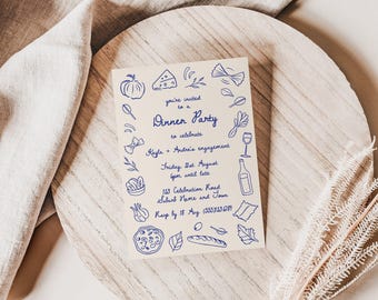 La Dolce Vita Dinner Invitation - Hand Drawn Invitation Italy - Custom Editable Dinner Party Template - European Wedding Invite