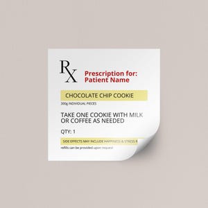 Printable Rx Prescription Cookie Label or Sticker Template