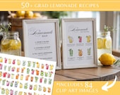Graduation Party Lemonade Bar, Lemonade Bar Recipe Bundle, Printable Grad Drink Decor, Lemonade Stand Sign, Grad Drink Station