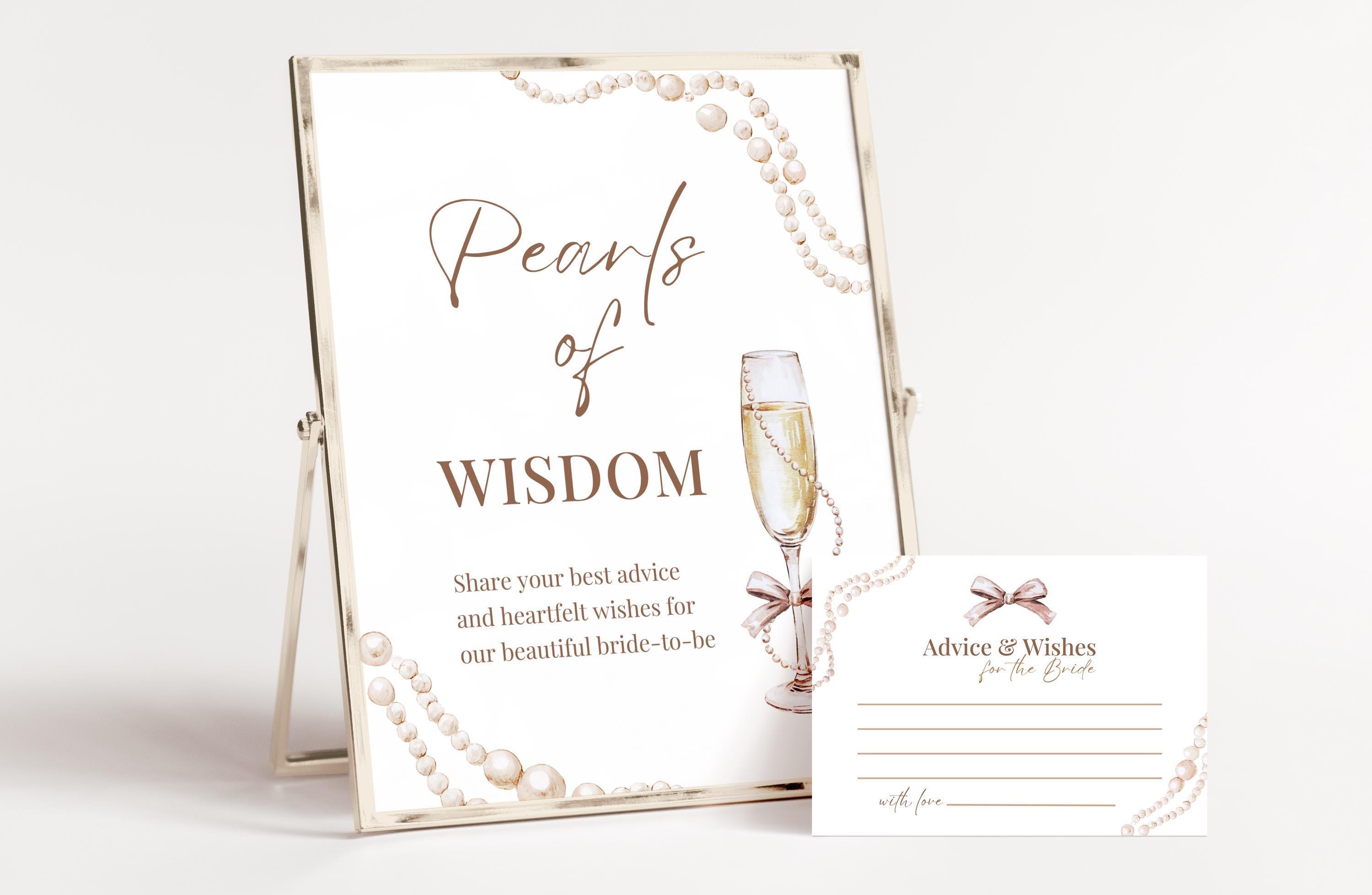 Pearls Of Wisdom Card - Pearls and Prosecco - Advice And Wishes - Bridal Shower Decor - Well Wishes Card | BRSHPPRLS01