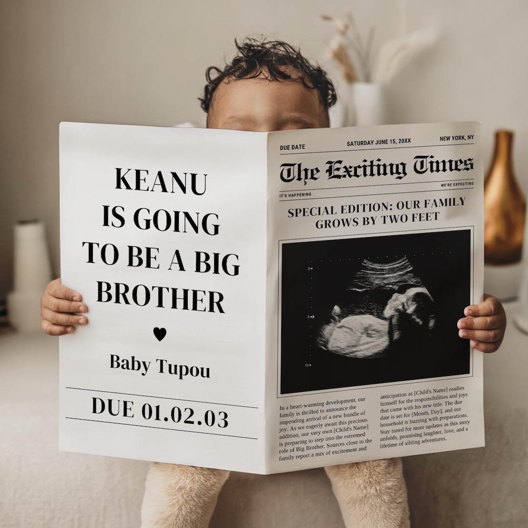 Cute Pregnancy Announcement - Editable Baby Reveal Template - Digital Download for Social Media - Simple Canva Pregnancy Template