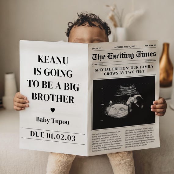 Cute Pregnancy Announcement - Editable Baby Reveal Template - Digital Download for Social Media - Simple Canva Pregnancy Template