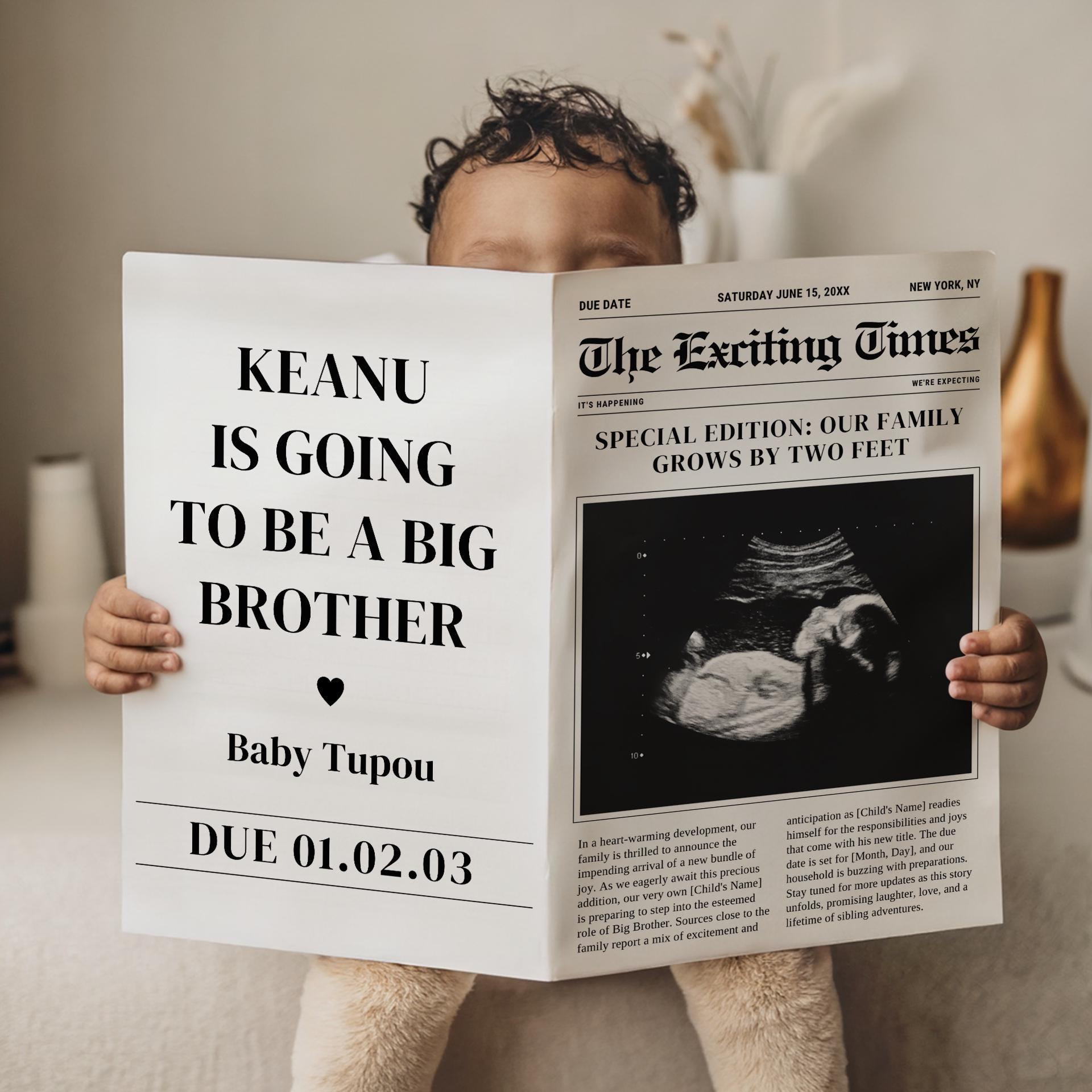 Cute Pregnancy Announcement - Editable Baby Reveal Template - Digital Download for Social Media - Simple Canva Pregnancy Template